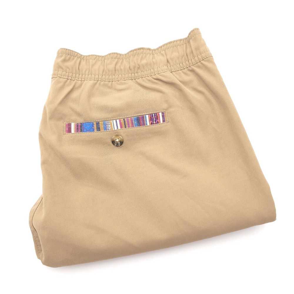 WOWIE Pants Men's Large Beige Sapien Pull On Chino Stretch Aztec Polyester
